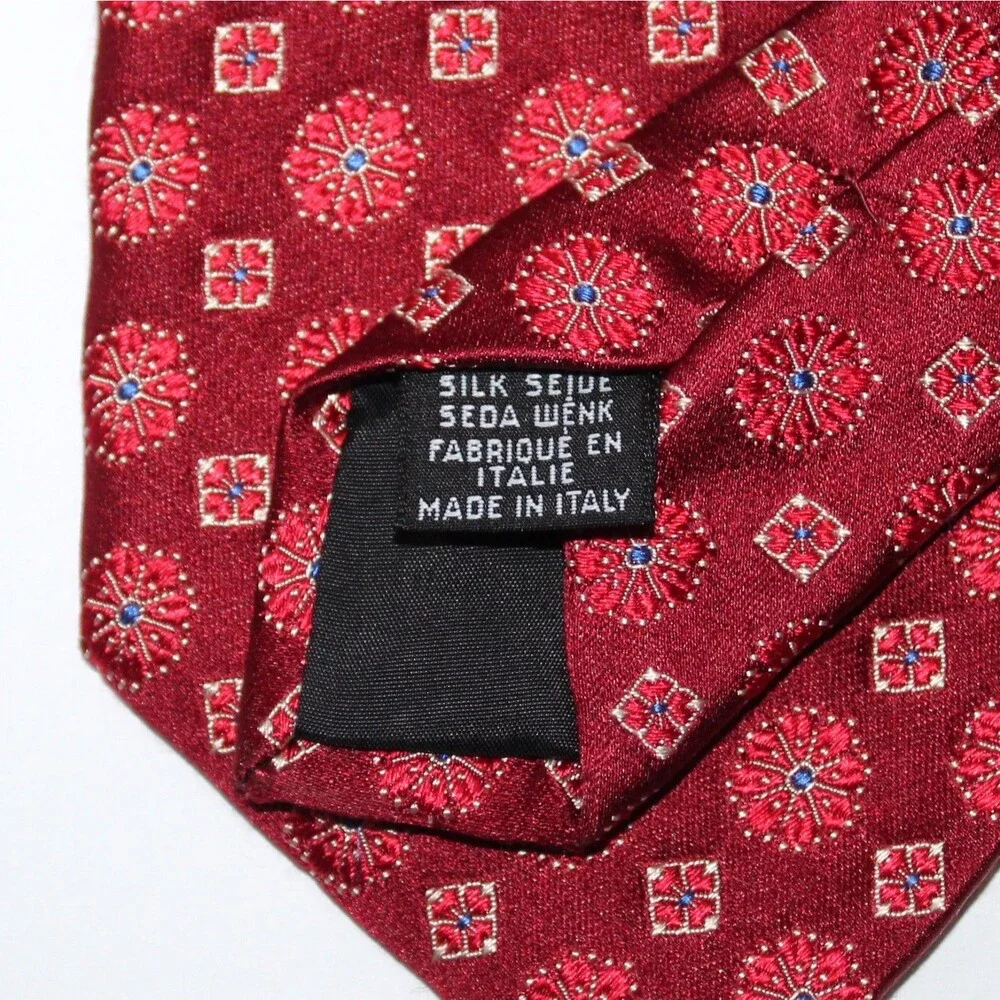 Hugo Boss Necktie Red 100% silk Italy abstract